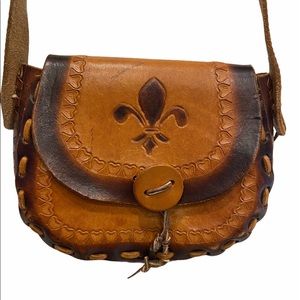 Handmade Leather Boho Vintage 90’s Crossbody Bag NWT